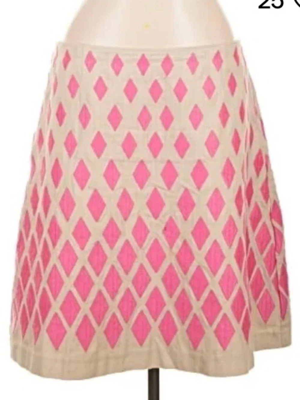 Women’s Pink Diamond-Pattern A-Line Skirt